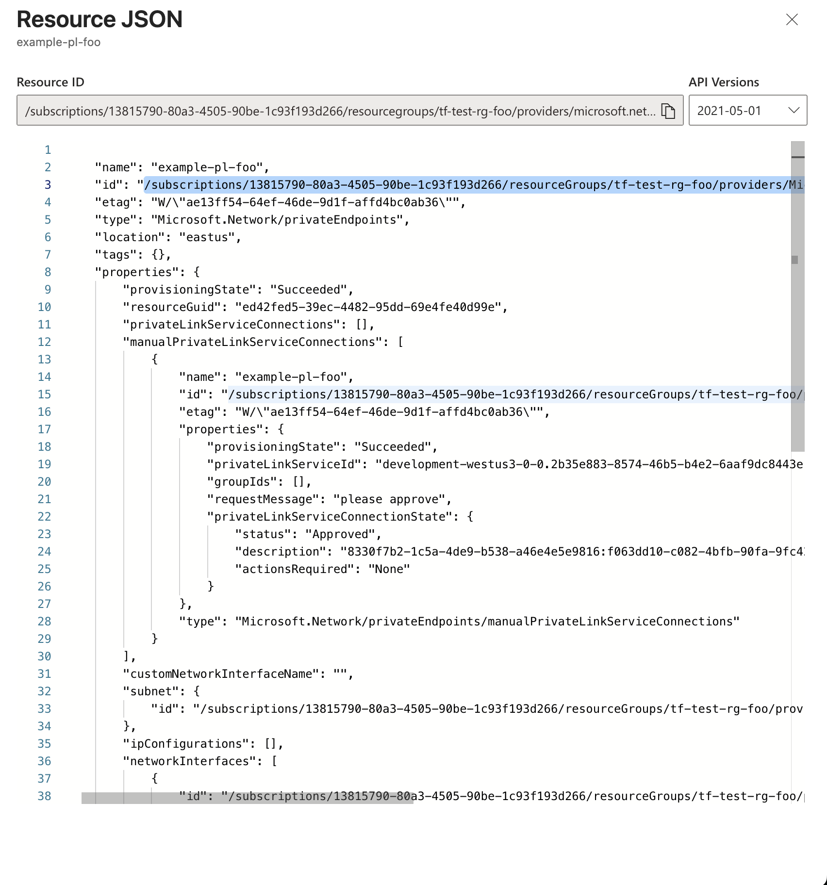 Private Endpoint Resource ID