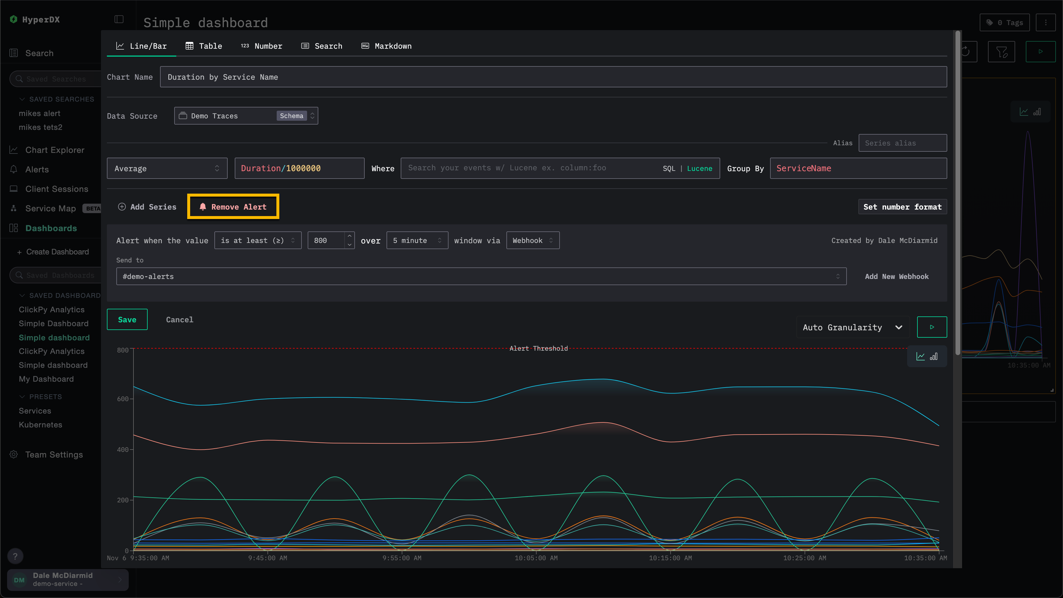 차트 알림 제거